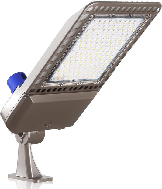 YXL LED Parking Lot Light, 300W LED Shoebox Light with Dusk to Dawn Photocell,42,000LM 5000K Daylight Arm Mount, IP65 Wat