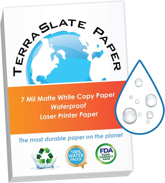 TerraSlate Paper 8 MIL 11' x 17' Waterproof Laser Printer/Copy Paper 100 sheets