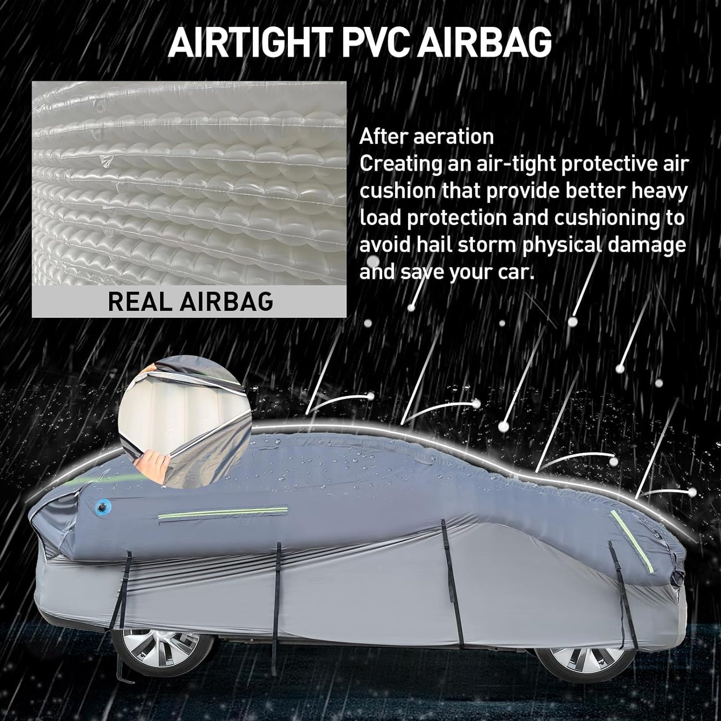 Heavy-Duty Hail Car Cover with Thickened Airtight PVC Inner Protector for Sedans