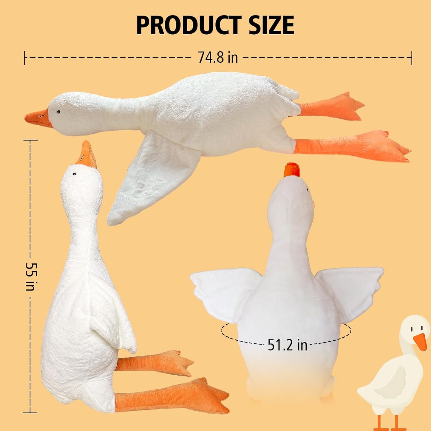 unibouti Giant Stuffed Animal, 6.2 Feet/ 75 Inches Huge Goose Plush Toy for Kids/Girlfriend, Cute Duck Weighted Stuffed Plush