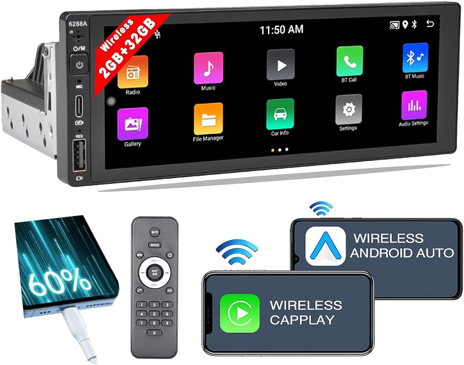 6.9 Inch Single Din Touchscreen Car Stereo,2GB+32GB 2Type-C&USB Fast C –  Ciibo Ivy