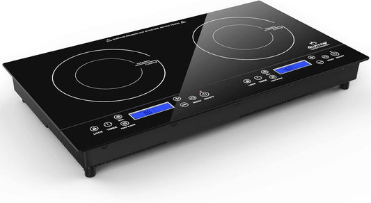 Duxtop LCD 1800W Portable Induction Cooktop 2 Burner, Built-In Countertop Burners with Sensor Touch Control, Electric Cooktop with 2 Burner, Electric Double Induction Burner for Cooking, 9720LCBI