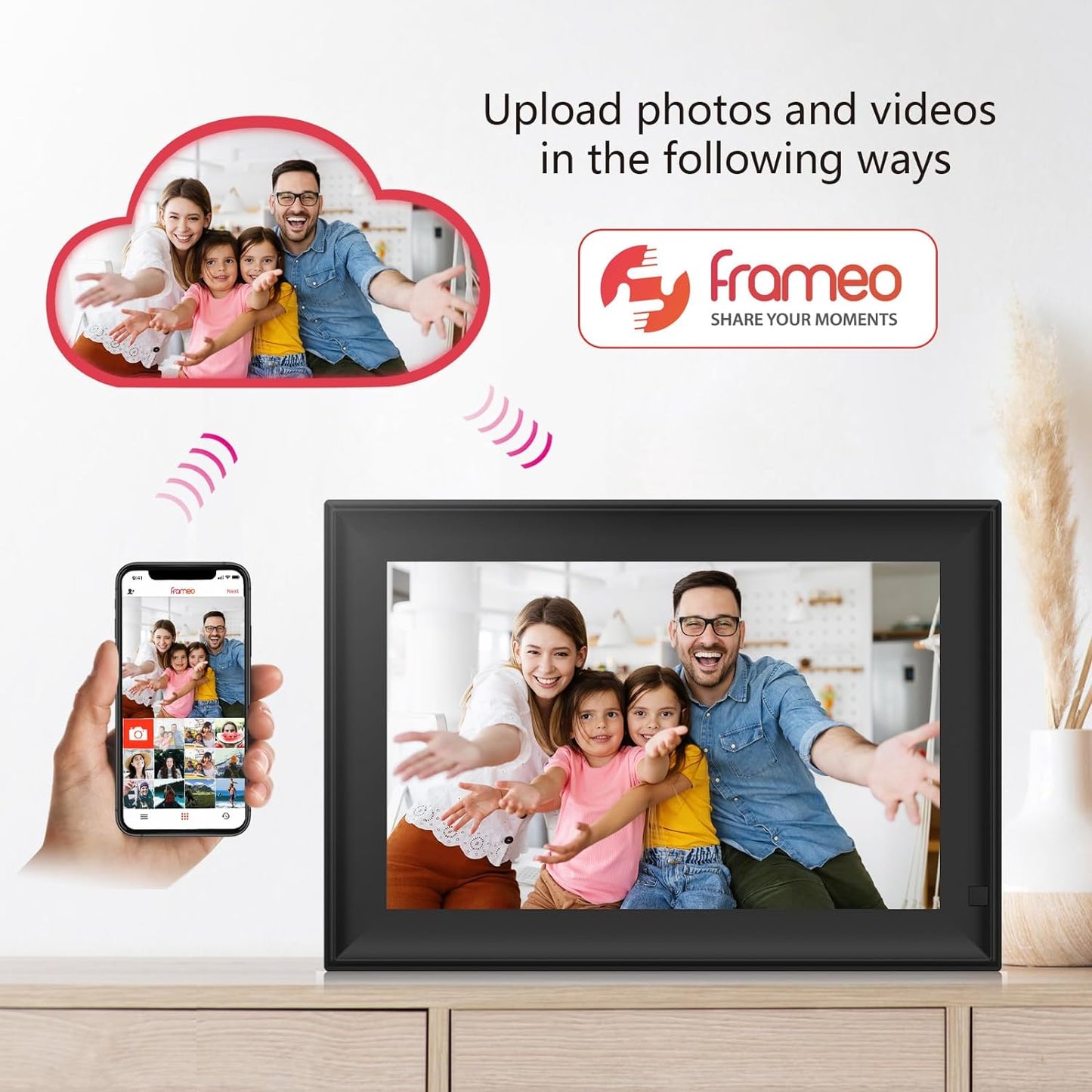 FRAMEO 10.1 Inch Smart WiFi Digital Photo Frame 1280x800 HD IPS LCD Touch Screen, Auto-Rotate, Motion Sensor, Built in 16GB Memory, Share Moments Instantly via Frameo App from Anywhere