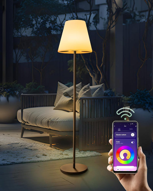Yoolax light Outdoor Solar Floor Lamp with Bluetooth Speaker, APP Control Waterproof IP65 Outdoor Lamps for Patio, Cordles