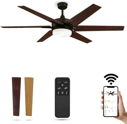 Ciata 60-inch Ceiling Fans with Lights  Smart Ceiling Fan for Bedroom/Living Room  Advanced Ceiling Fan with Remote Compatible with Alexa/Google Home