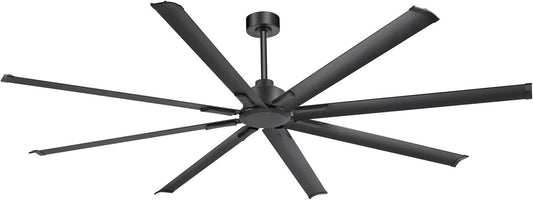 84 Inch Industrial Ceiling Fan - Large Ceiling Fan No Light with DC Motor, 3 Downrods, 6-Speed Remote Control, 8 Reversible Aluminum Blades, Bla