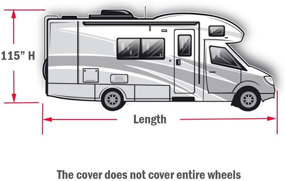 Class C RV Camper Cover 5 Layers with Reinforced Windproof Side-Straps Anti-UV Water-resistance Heavy Duty