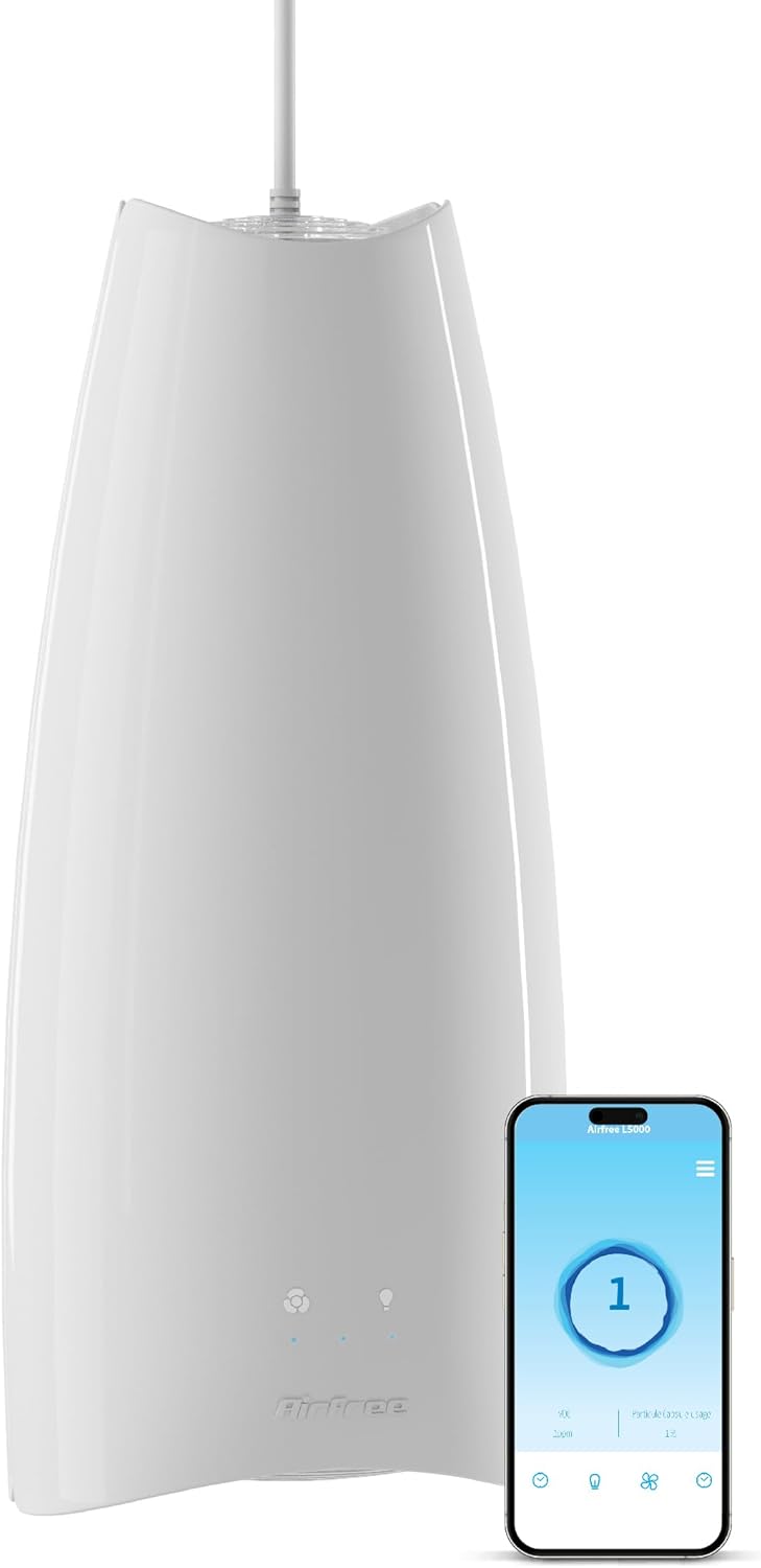 Airfree Lamp Filterless Technology, Silent, Ceiling Air Purifier, White, Destroys Mold, Eliminates Odors 450 sq.ft