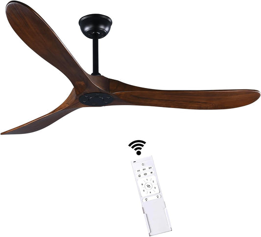 Fanawi 60&#34; Farmhouse Ceiling Fan with Remote Control, Wood Ceiling Fan without Lights for Indoor/Outdoor - Modern Design, P