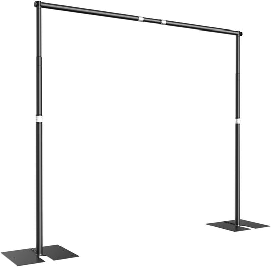 10x10ft Pipe and Drape Backdrop Stand Kit, Heavy Duty Backdrop Stand with Metal Steel Base Adjustable Photo Backdrop Stand Kit for Parties, Photo Video Studio, Wedding