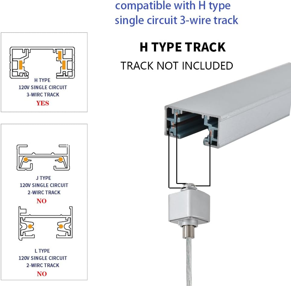 Lucidce H-Type Track Lighting, 3-Light Modern Halo Track Pendant Light with Hammered Glass Kitchen Island Pedant Adjustable Le