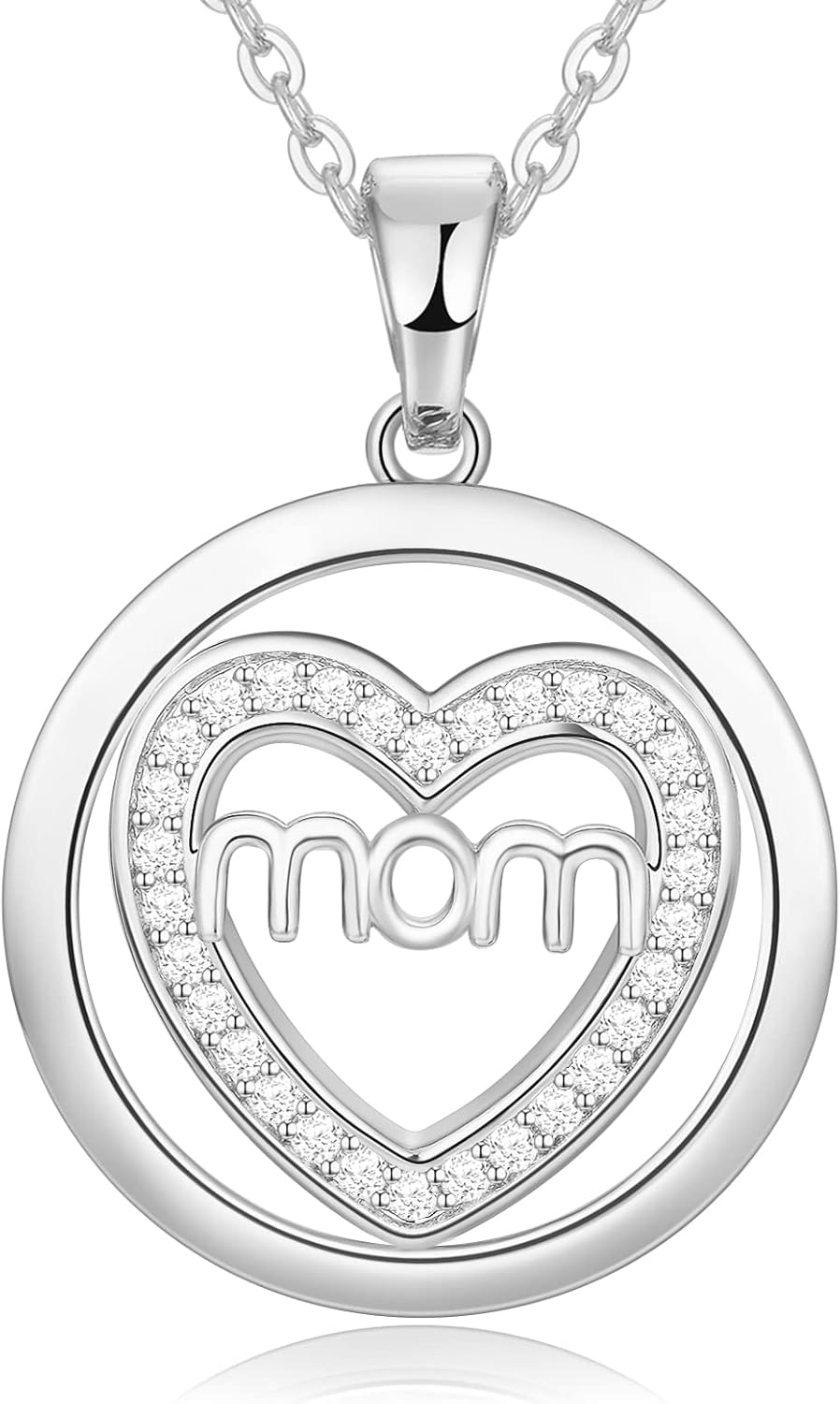 PAITAIN Circle Heart Mom Necklace, Birthday Gifts Mothers Day Gifts for Mom, 925 Sterling Silver Heart Necklace for Women Mom Grandma Wife Daughter