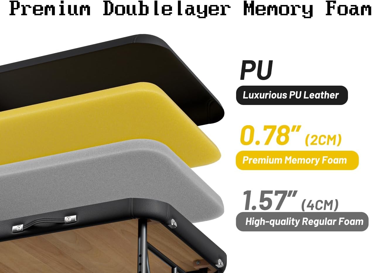 DOVANS Professional Massage Table Portable 2 Fold Premium Memory Foam Aluminium Leg Hold Up to 1100LBS 8 Heights Adj