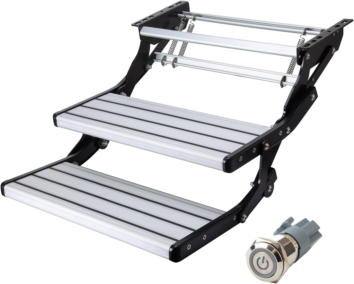 RV Camper Steps: Double Drop Down Step Tool Camper Collapsible Heavy Duty Safety Platform Easy to Install- Ideal for Tr