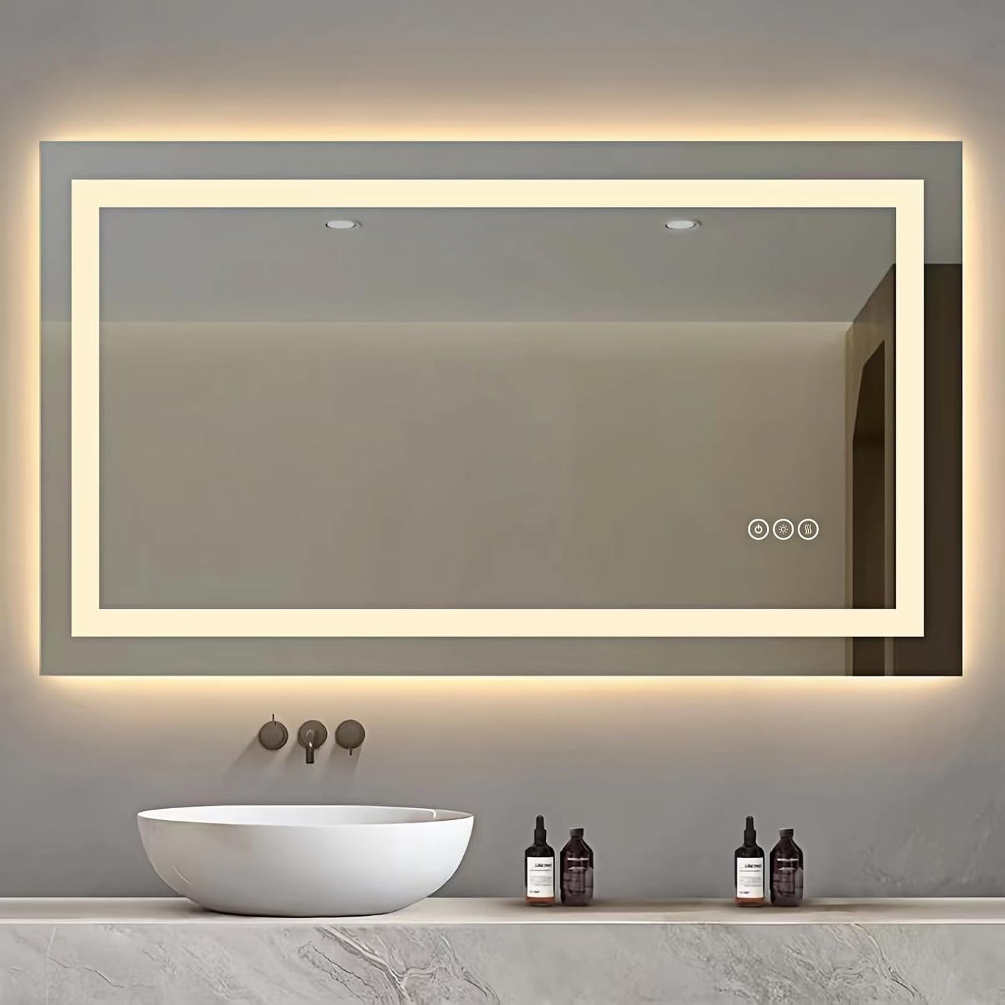 LED Bathroom Mirror with Backlit & Front Light, 40'x24' Anti-Fog, Memory Function, Dimmable Color & Brightness,CRI90+, IP54 Waterproof,