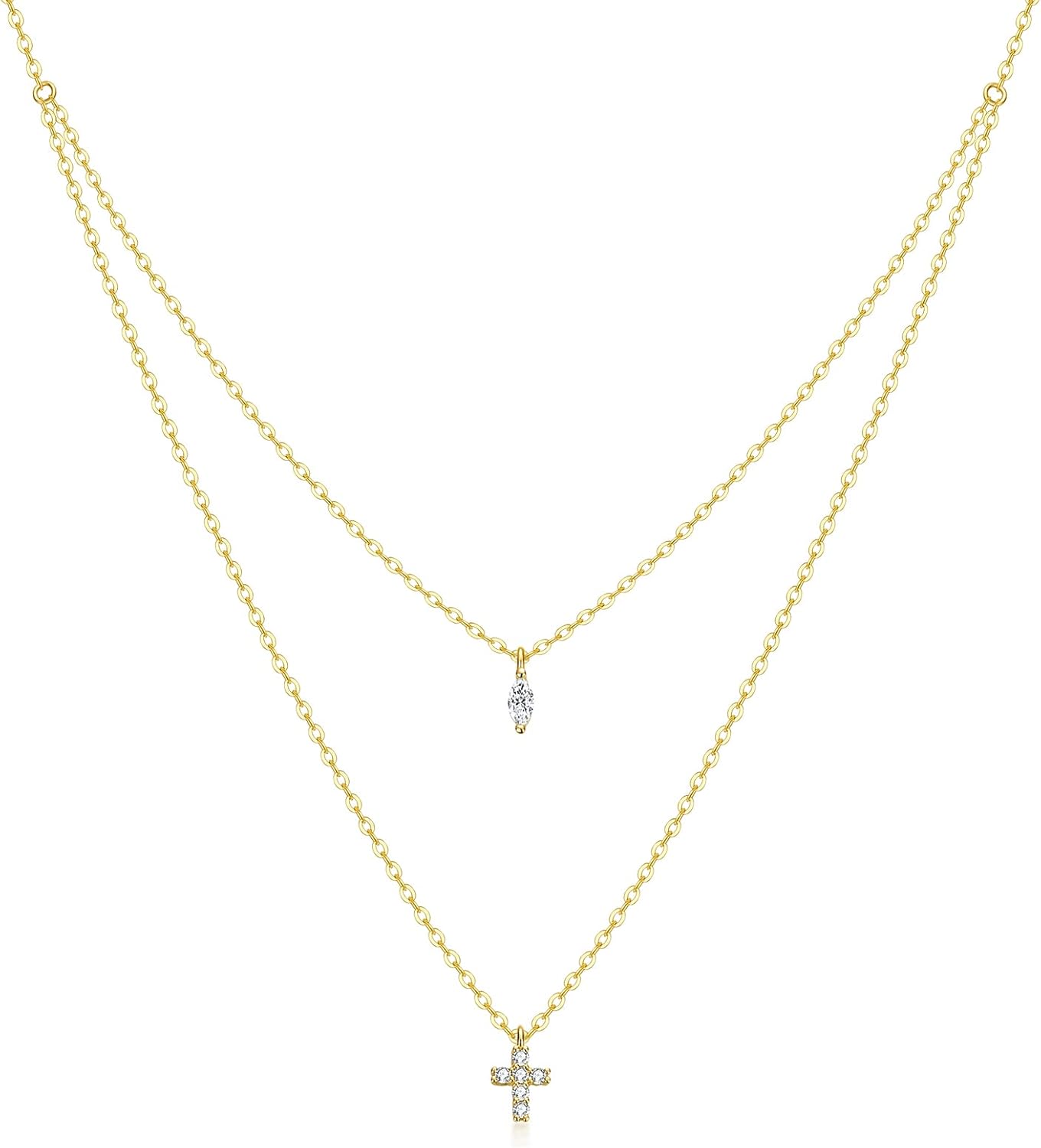 craboua Cross Dainty Layered Necklace Jewelry Gifts for Mother's Day 18K Gold Plated Tiny Cute Cross Faith Pendant Necklaces for women, Gifts for new