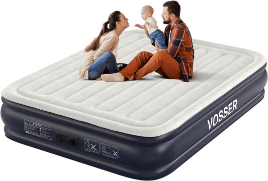 King Air Mattress with Built in Pump18' Inflatable Mattress of Vertical Beams Self Inflatable/Deflation