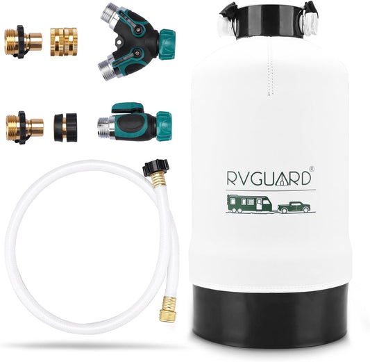 RVGUARD 16,000 Grains Portable Water Softener for RV, Reduces Hardness & Minerals & Improve Water Quality, Protects Water Systems from Hard Water D