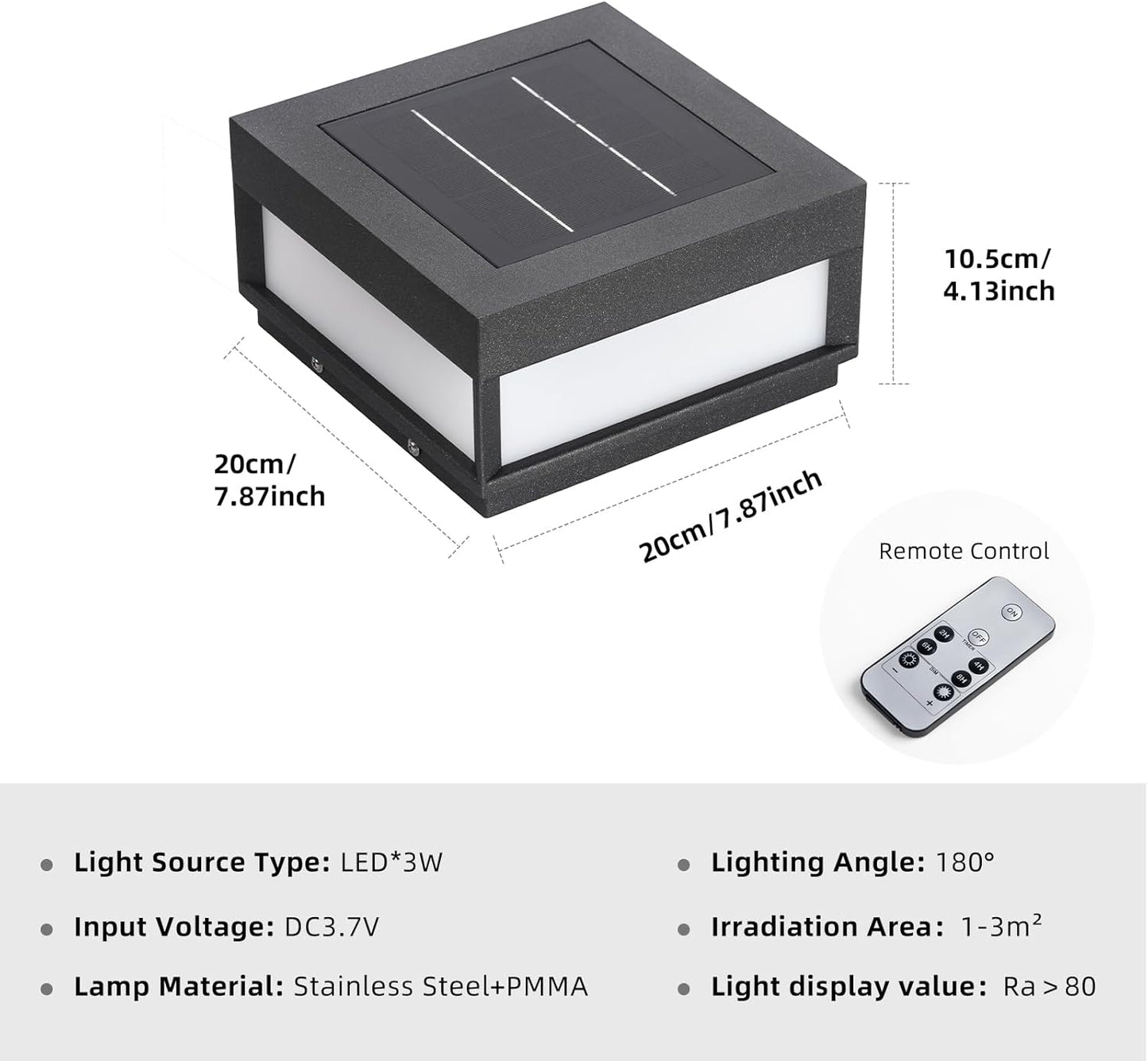 PAKEDANDUN Outdoor Solar Post Light Modern Fence Deck Cap Light Solar Pillar Column Lamp IP65 Waterproof 3000K Luxury L