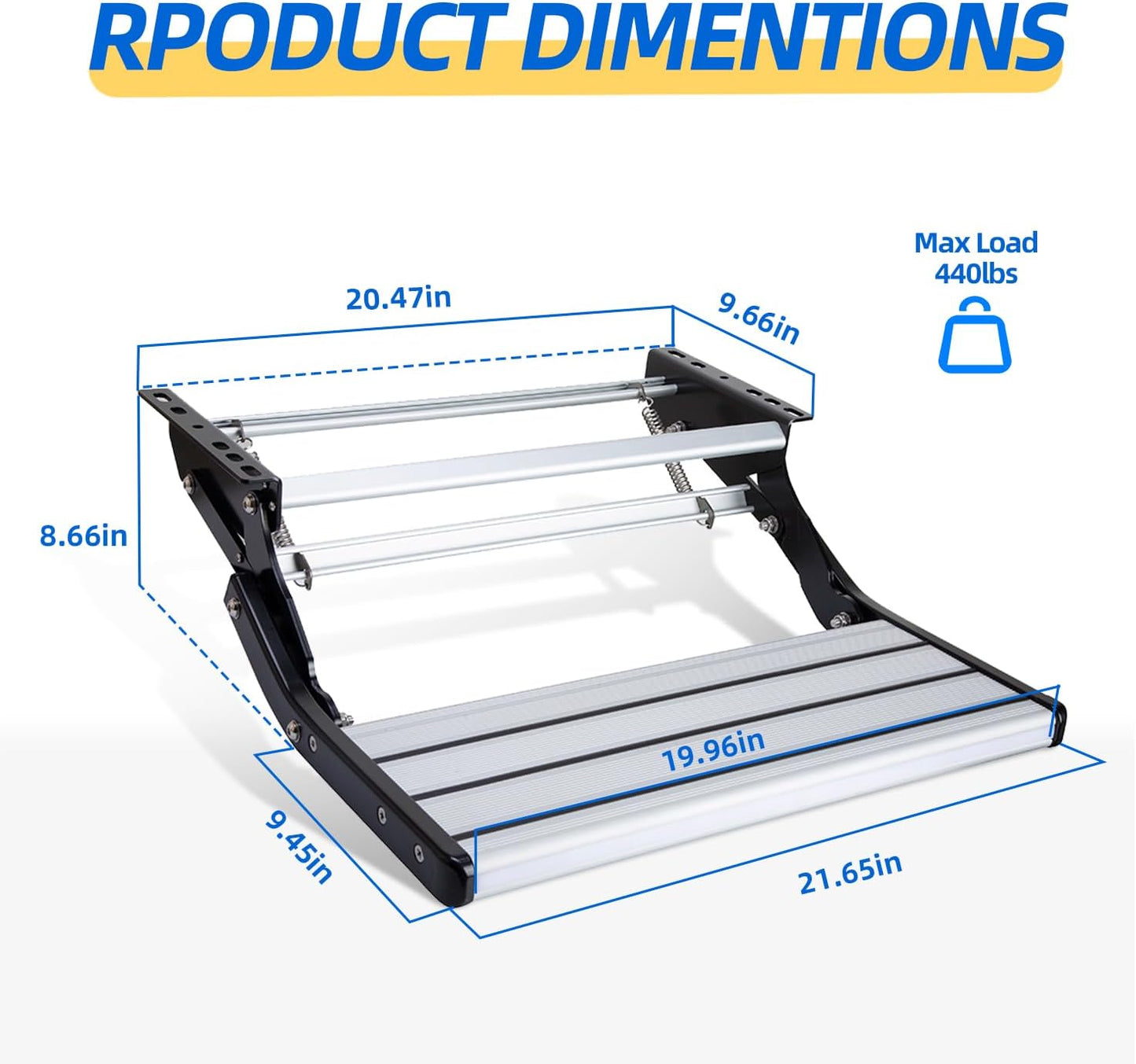 RV Camper Steps: a Compact Step, One-Hand Manual Expand and Collapse with a Switch Control of LED Light