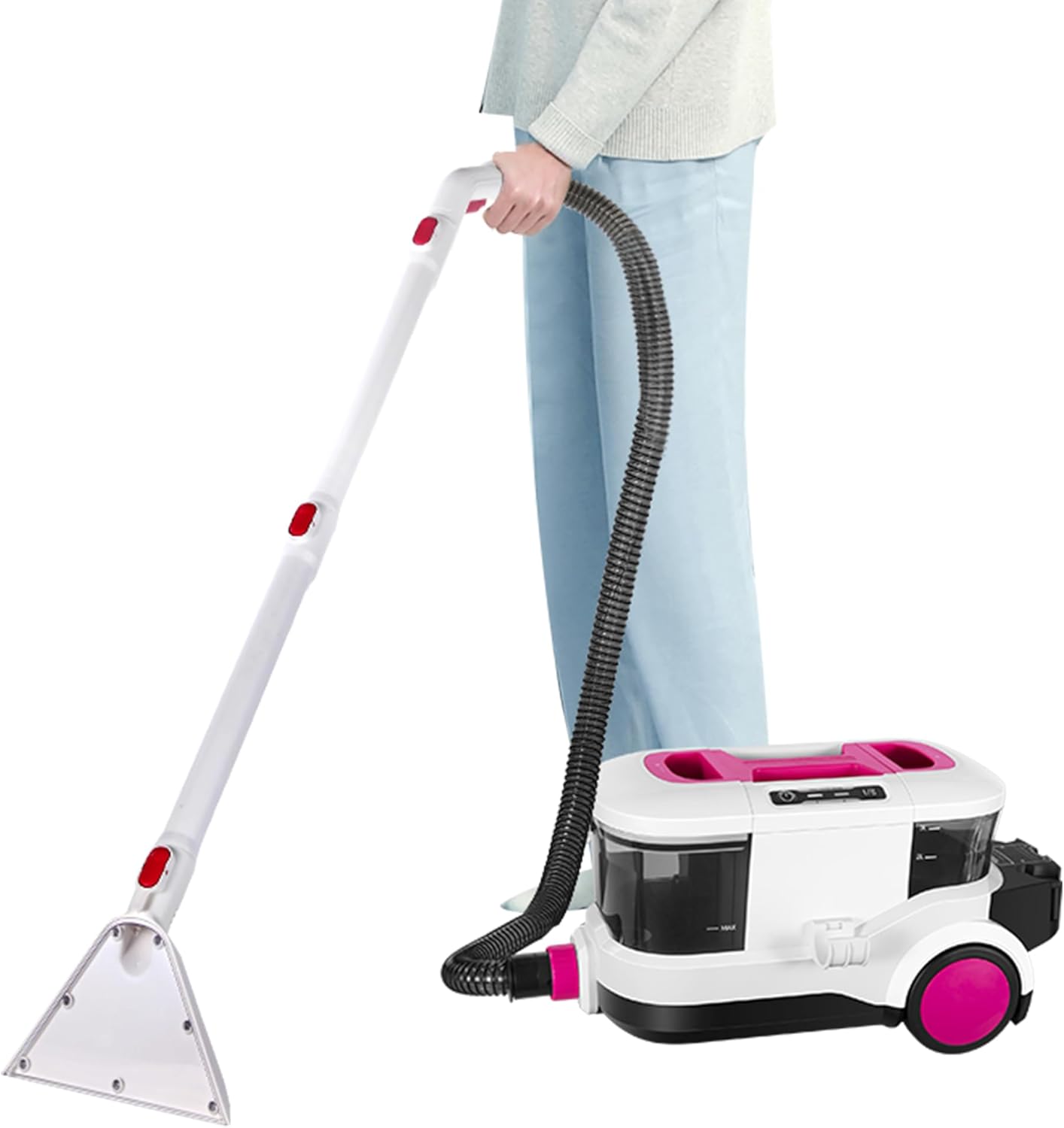 800W Carpet Cleaner Machine and Stain Remover for Deep Cleaning Upholstery for Carpets Rugs and Fabric Seats,3L Clean Tank and 1.5L Dirty Tank, Pink