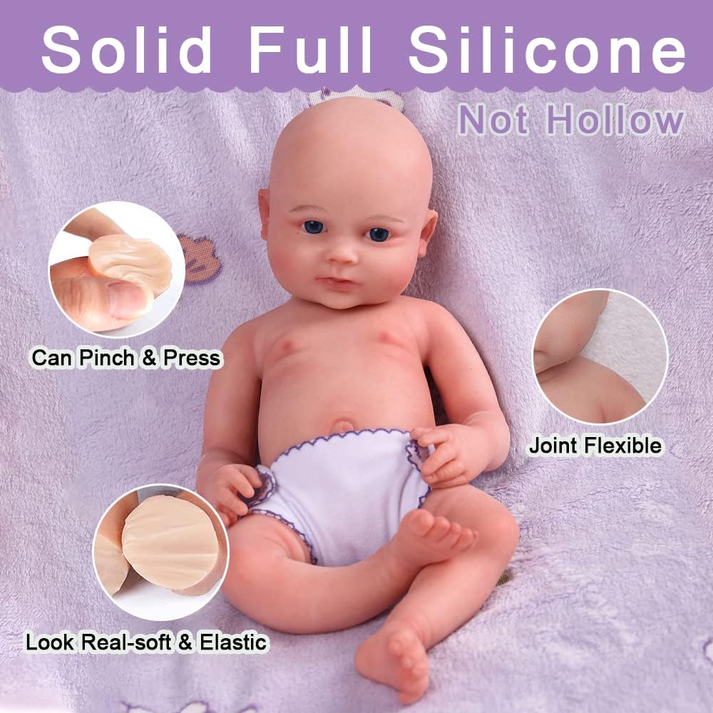 SERENDOLL 17 inch Realistic Full Silicone Baby Doll,Lifelike Reborn Baby Dolls, Toy, and Collectible.Bald Girl 033