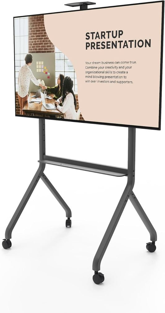 MTP100 Heavy Duty Height Adjustable Rolling TV Stand / AV Cart for 55' - 100' Screens up to 200 lbs (90.9kg)| Tray & Camera Shelf | VESA sizes fr