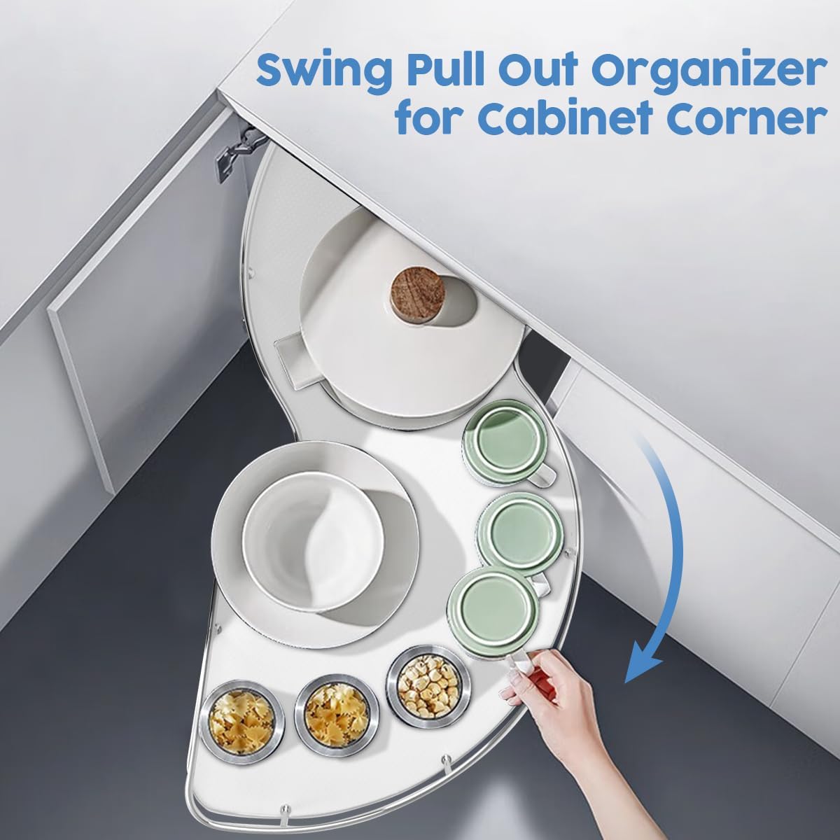 Xverycan Swing Pull Out Organizer, 2-Tier Right Swing Storage Shelf with Non-Slip Surface, Soft Close, for 36&#34; Left Handed