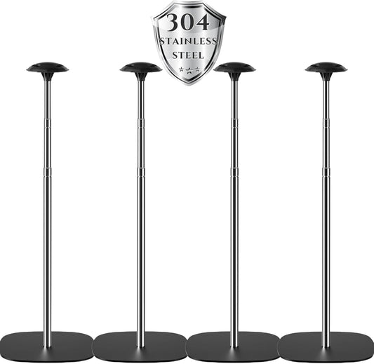 Boat Cover Support Poles 4 PK Support Systems, Height Adjustable 304 Stainless Steel Support Poles with Stable Full-Touchdown Iron Alloy Base for Jon