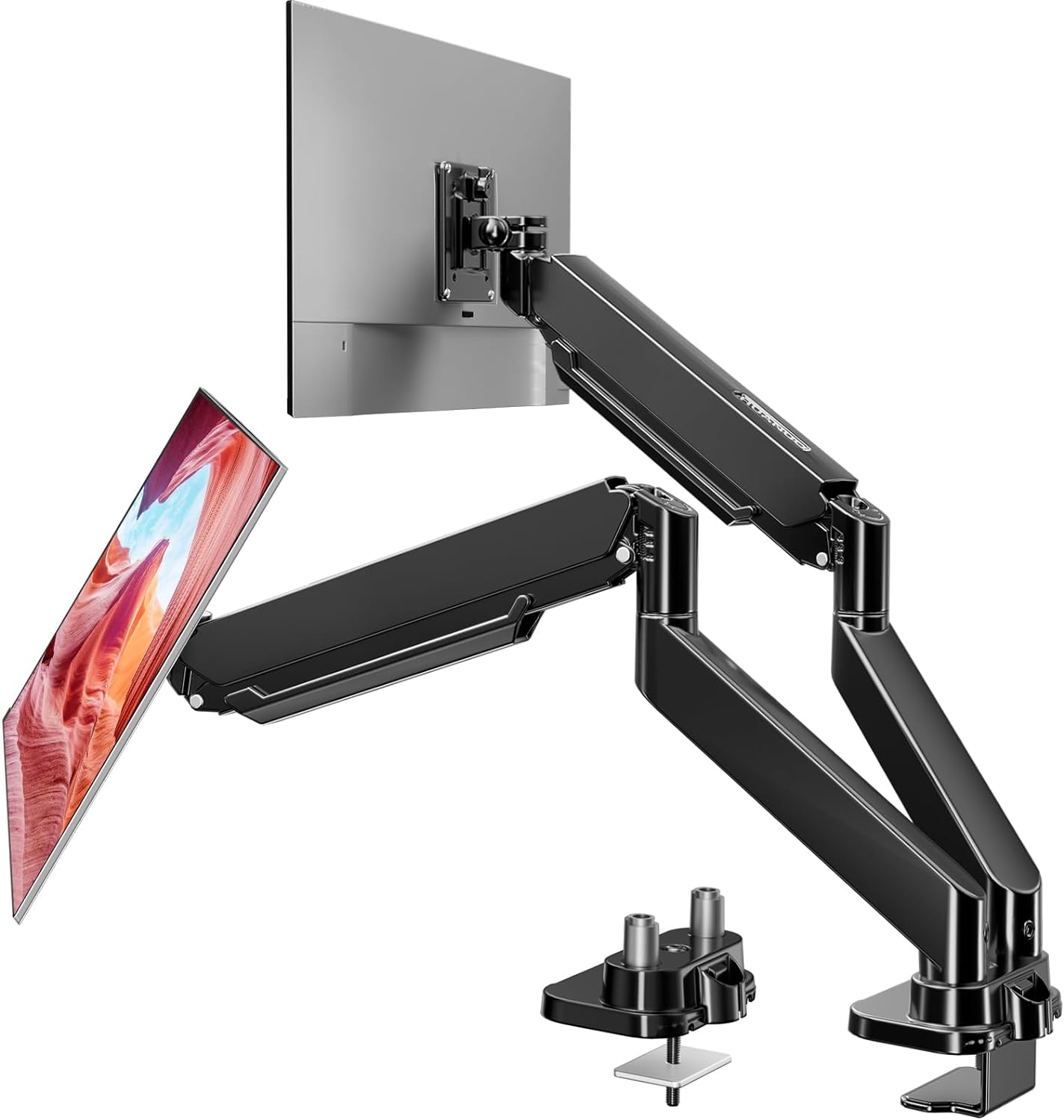 Dual Monitor Mount for 40 inch Ultrawide Screens up to 33 lbs, Dual Monitor Stand with Gas Spring Full Motion Adjustment