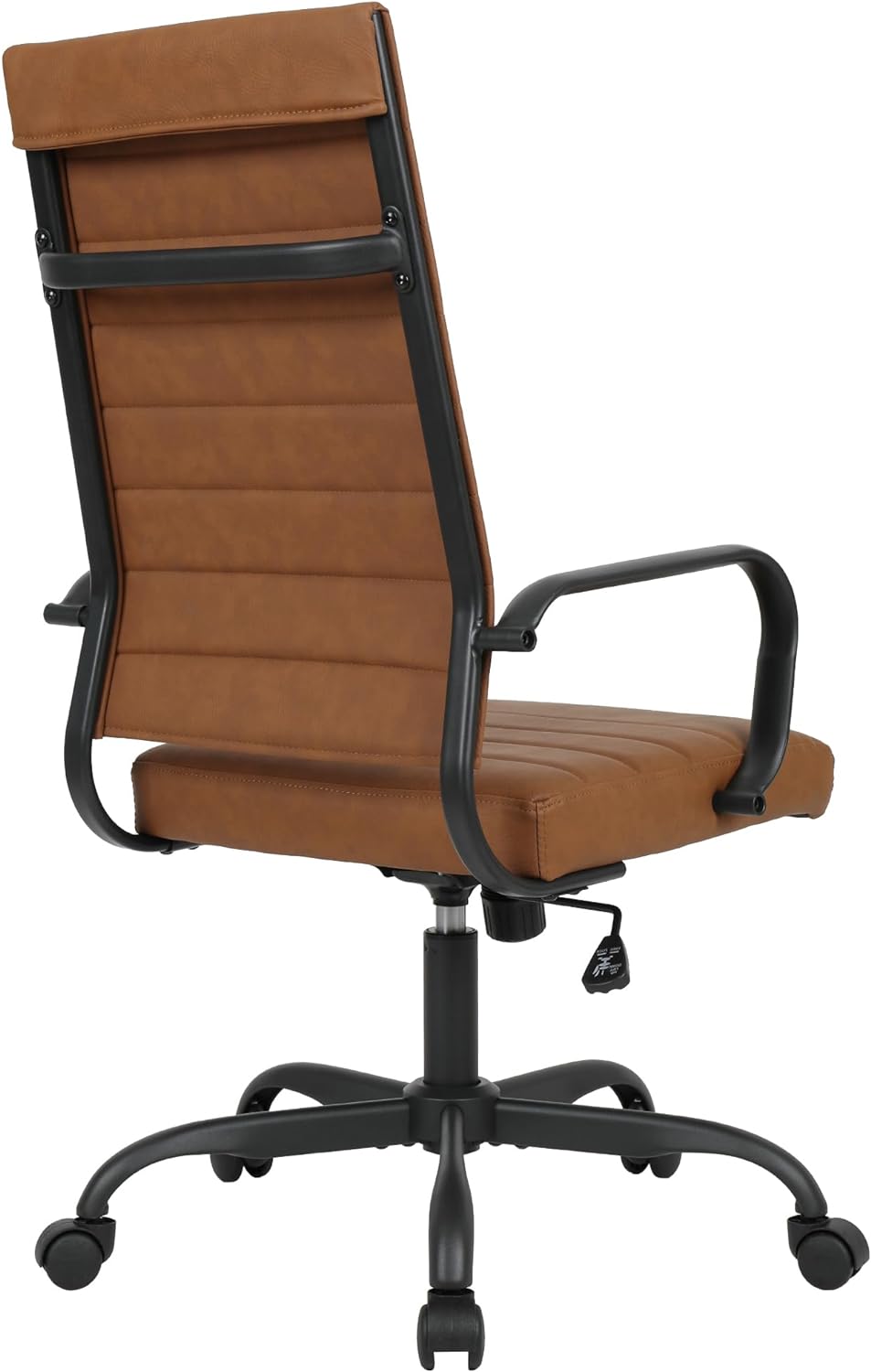 LANDSUN Home Office Chair High Back Executive Chair Ribbed Leather Computer Desk Chair with Armrests Soft Pad Adjustable Height Swivel Conference Brown Black