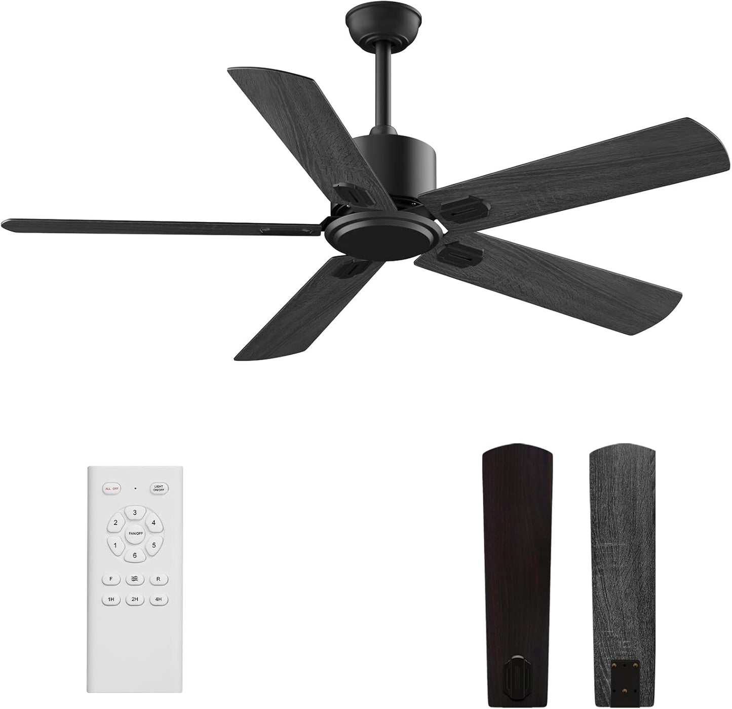 Biukis Ceiling Fan and Light 52 Inch Ceiling fans with Smart Remote Reversible DC Motor 6 Speed 5 Blades Fan for Outdoor P