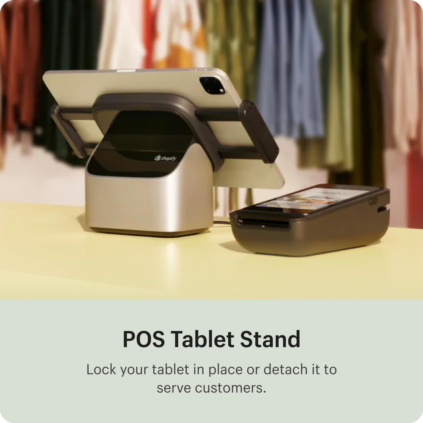 Shopify POS Terminal Countertop Kit for USB-C Tablets - Point of Sale Machine & Tablet Stand for in-Store Retail - All-in-One