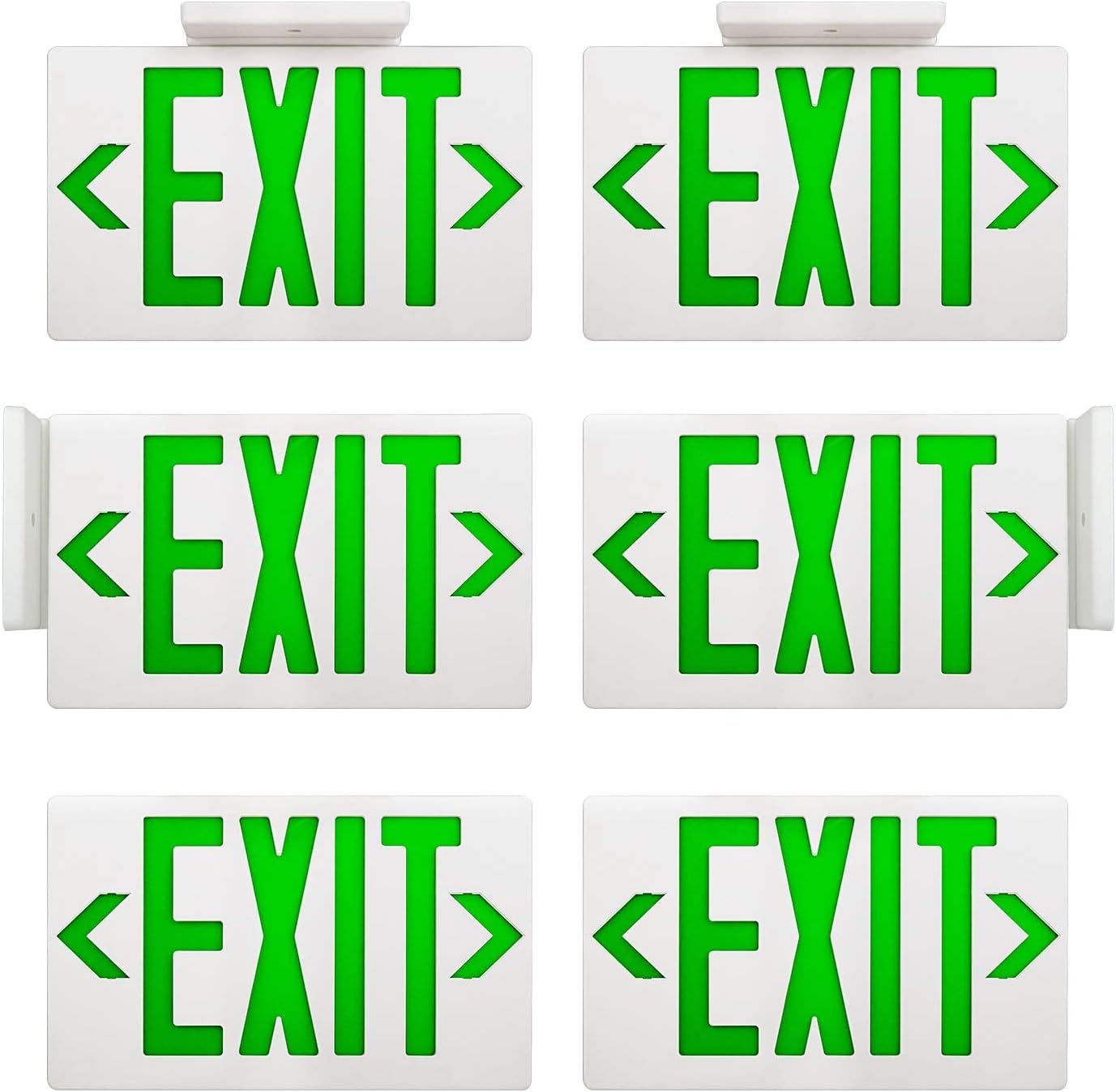 AKT LIGHTING GREEN LED Exit Sign Emergency Light with Battery Backu, Double Face Hardwired GREEN Letter Emergency Exit Lighting For, Restaurant,