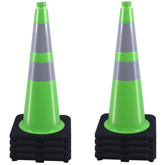 8Pack 28' inch Traffic Cones Green Safety Cones with 6 inch Reflective Collar for Construction Driveway Road Parking Use(8 PCS)