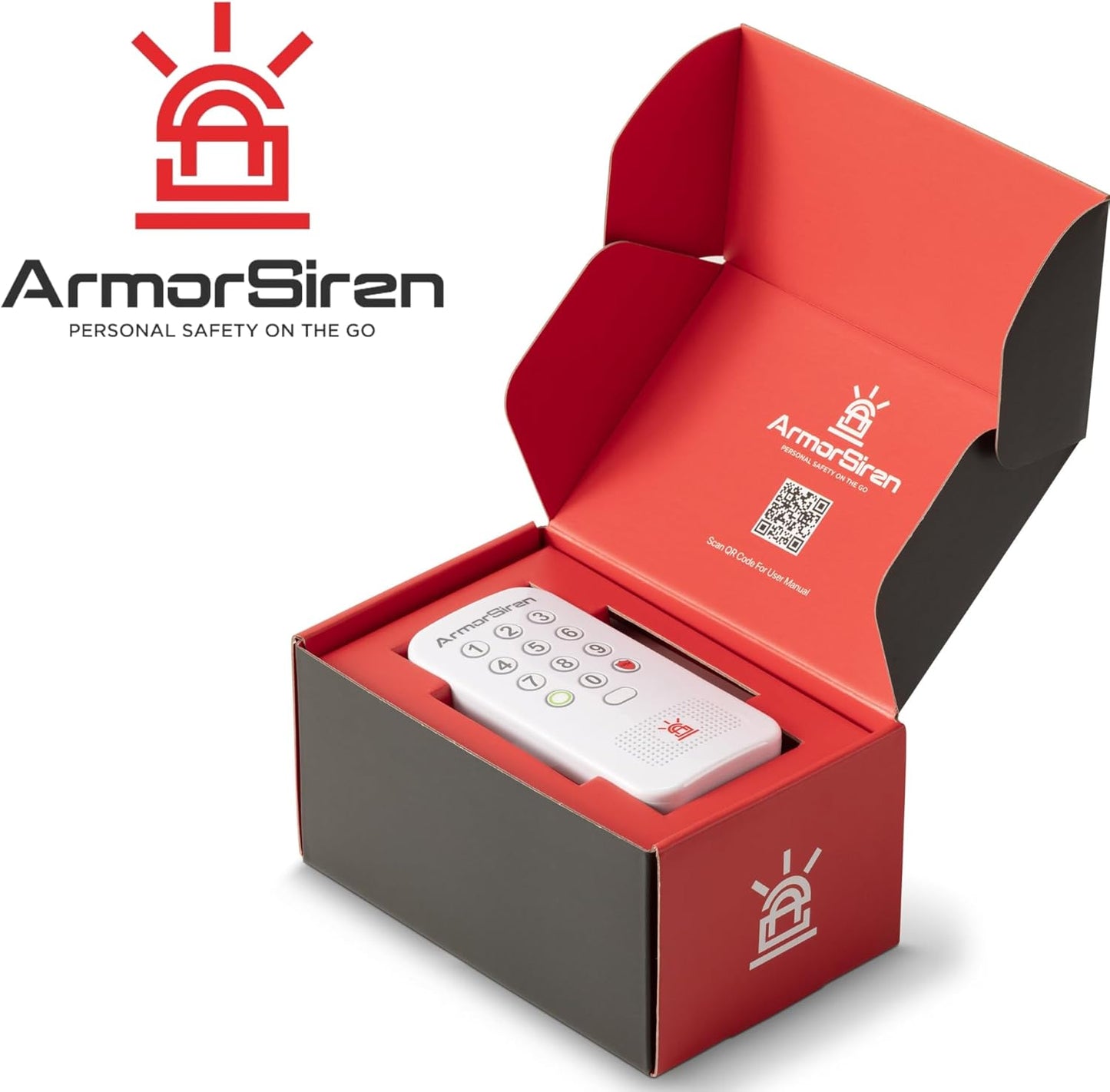 ArmorSiren - Portable Personal Security & Door Alarm with 120dB Siren, Motion Detection, Smartphone App Connectivity, and 30-Day Rechargeable Battery