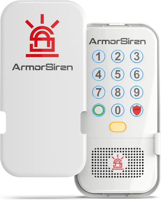 ArmorSiren - Portable Personal Security & Door Alarm with 120dB Siren, Motion Detection, Smartphone App Connectivity, and 30-Day Rechargeable Battery