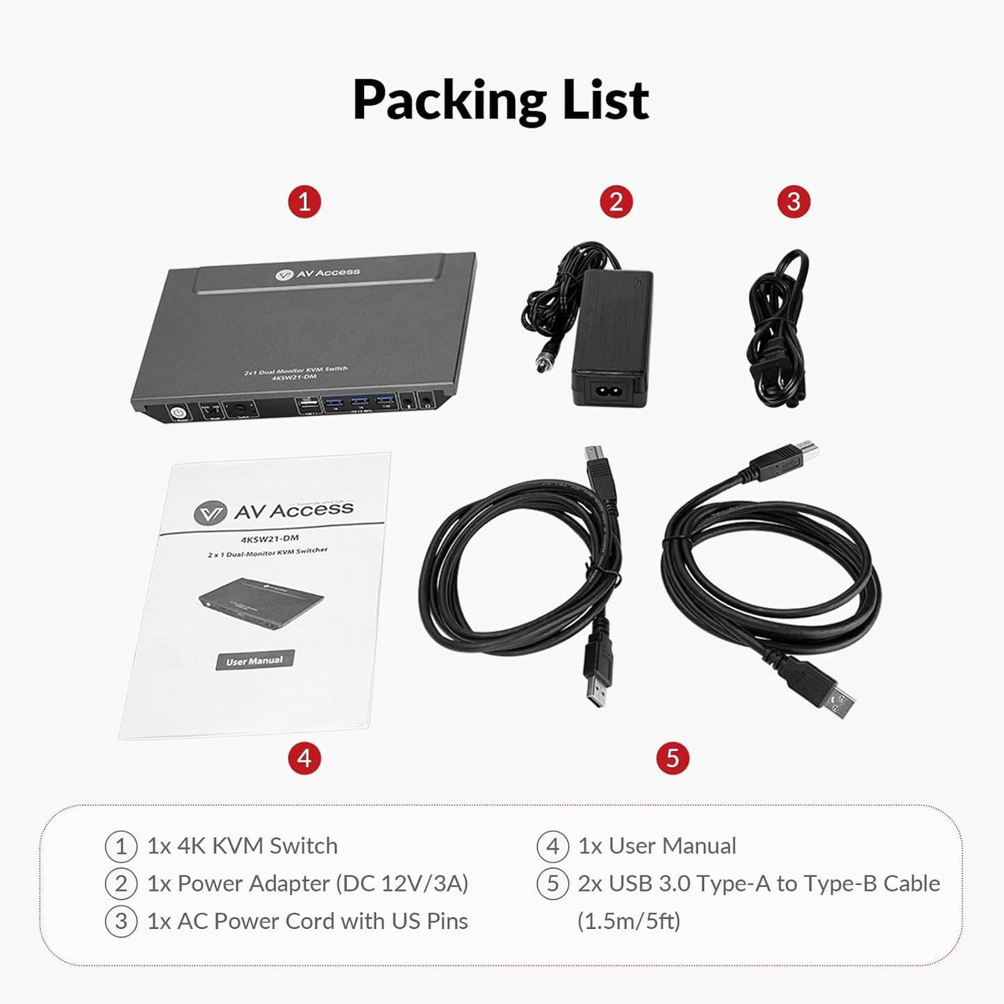 Advanced Dual Monitor KVM Switch by AV Access: 4K@60Hz, 2K@144Hz, 1080P@240Hz - Seamlessly Switch Between 2 Computers, USB 3.0 Connectivity