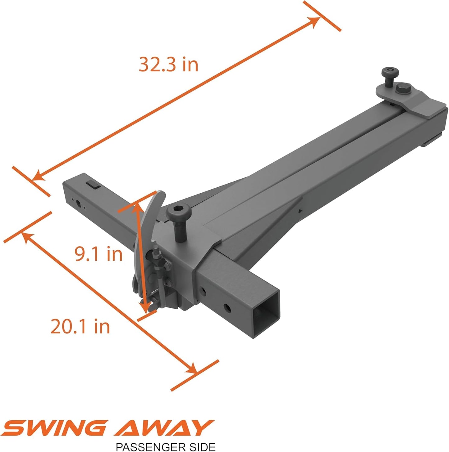 Swing Away Adapter for Passenger Side with 120 Degree Swing Away Arm, Hitch Mounted Bike Racks Extension Accessory