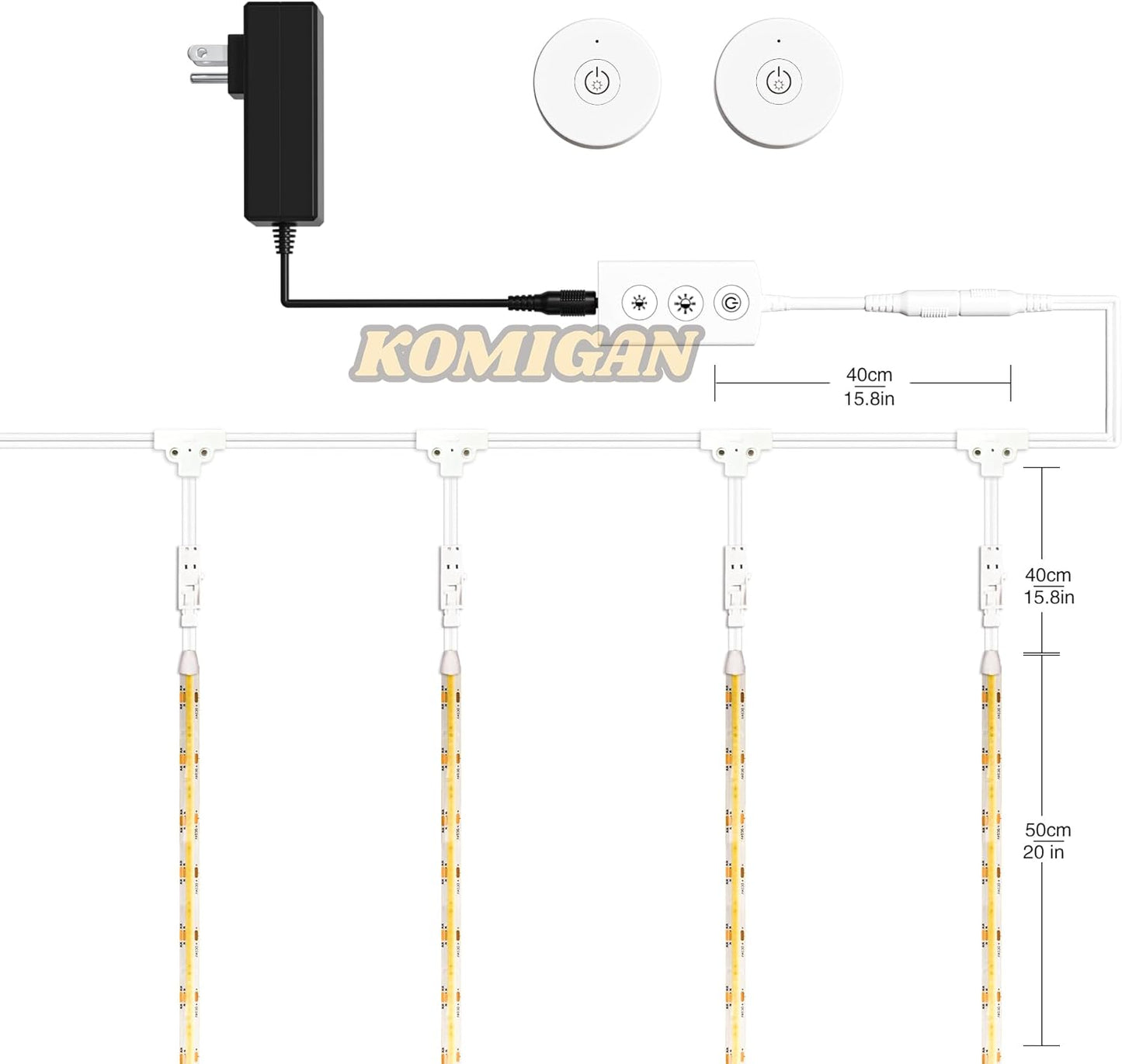 KOMIGAN LED Stair Lighting Kit KMG-8497, Wireless Switch Control, Tuya App Controlled, Work with Alexa and Google Assistant, Timer Schedule, for