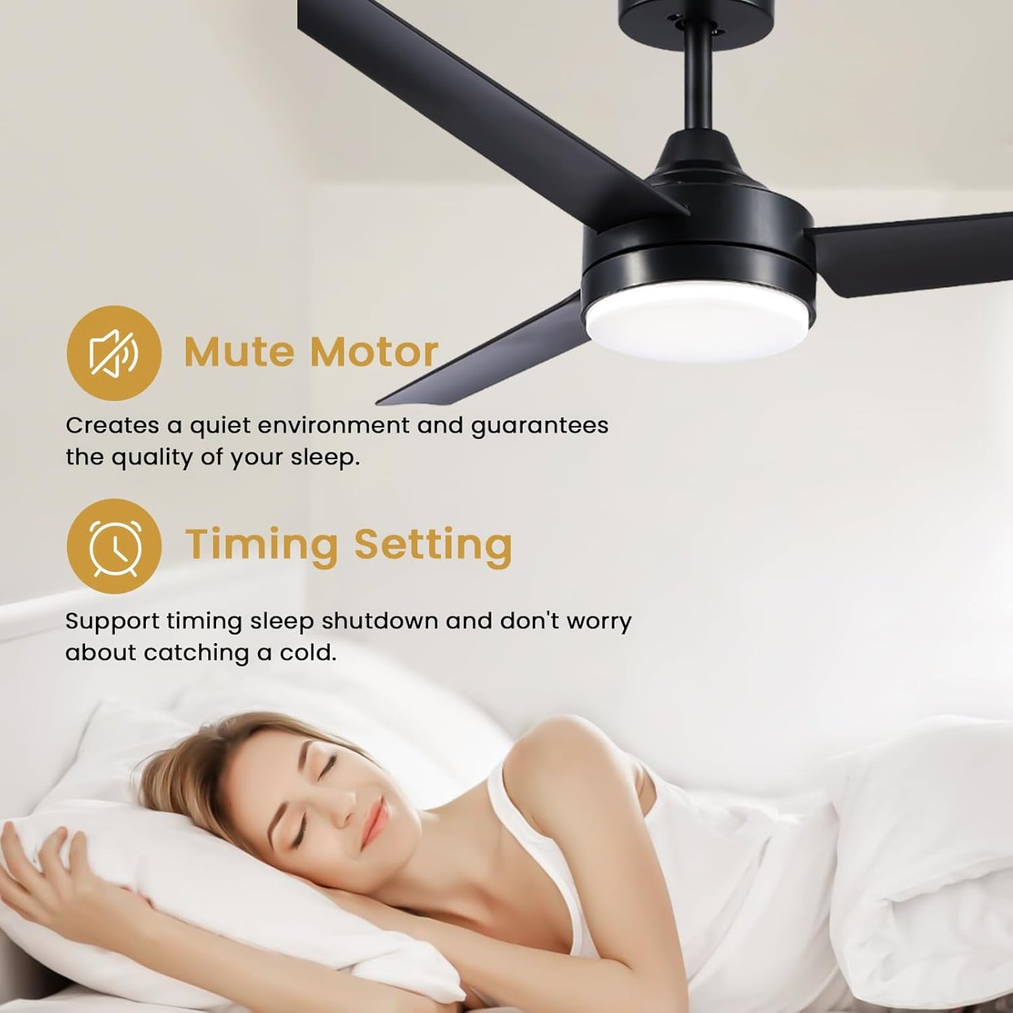 Black Ceiling Fans with Lights and Remote Control, Modern 52 Inch Ceiling Fans with Lights and 6-Speed Modes -Adjustable Dimming - DC Motor