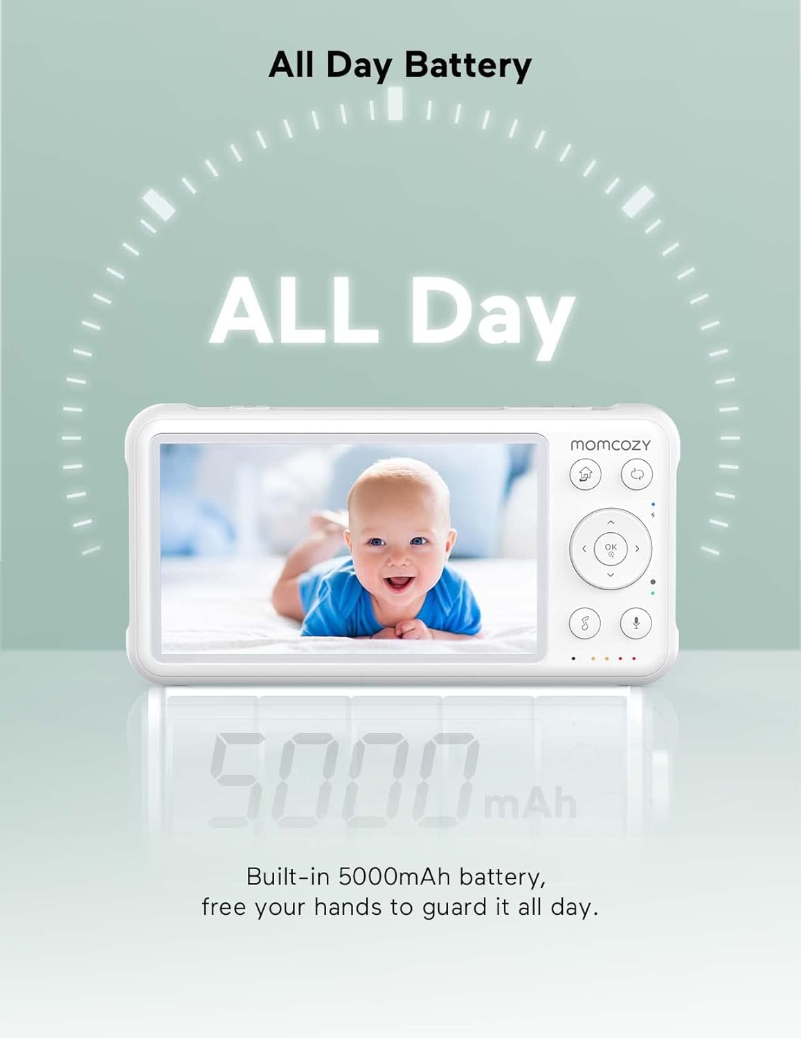 Video Baby Monitor with Camera and Audio 5" 1080P Display 5000mAh Battery Baby Camera Monitor No WiFi Remote Pan-Tilt-Zoom, Infrared Night Vision, 2-Way Talk and Lullaby Player