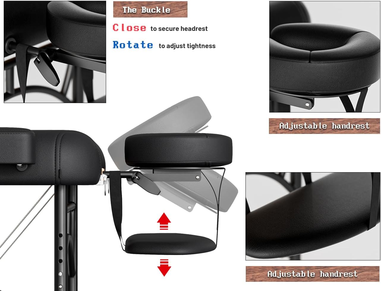 DOVANS Professional Massage Table Portable 2 Fold Premium Memory Foam Aluminium Leg Hold Up to 1100LBS 8 Heights Adj