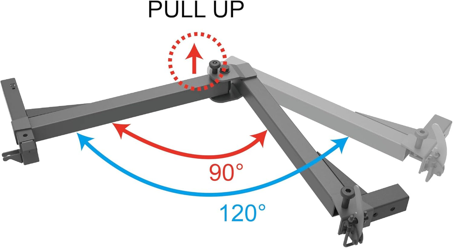 Swing Away Adapter for Passenger Side with 120 Degree Swing Away Arm, Hitch Mounted Bike Racks Extension Accessory