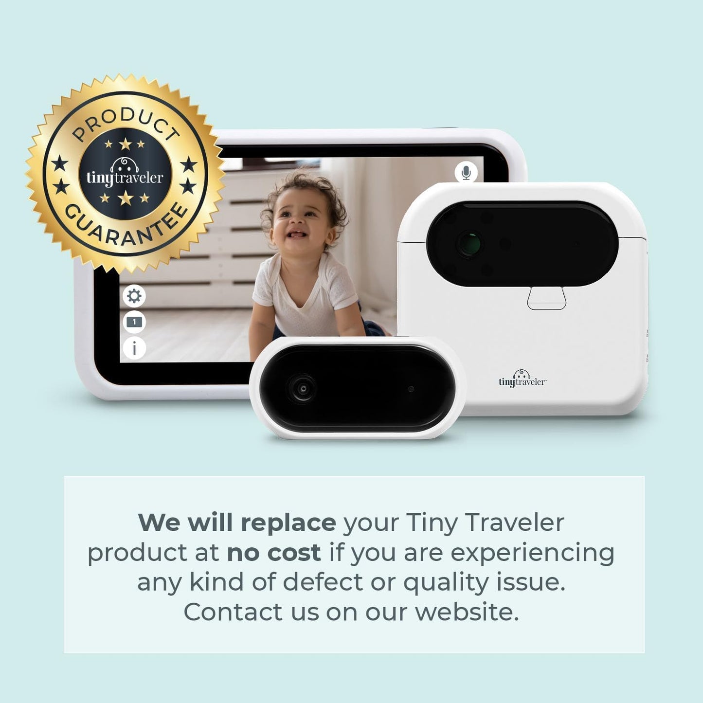 Tiny Traveler Baby Monitor - Tiny Basic Kit (TT002BA) Black - Wireless Baby Car Monitor Camera with Sound, Auto Night Vision