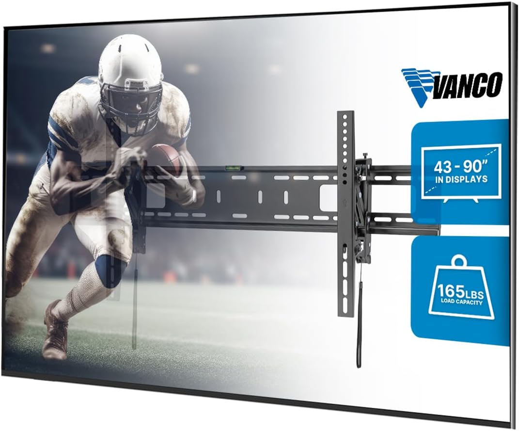 Vanco Pull Out TV Wall Mount with Retractable TV Wall Mount Bracket for 43-90 Inch Displays - Low Profile, and VESA Compatible 800 x 400 or Less