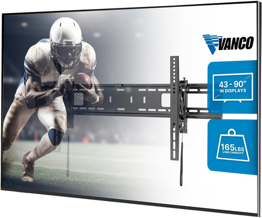 Vanco Pull Out TV Wall Mount with Retractable TV Wall Mount Bracket for 43-90 Inch Displays - Low Profile, and VESA Compatible 800 x 400 or Less