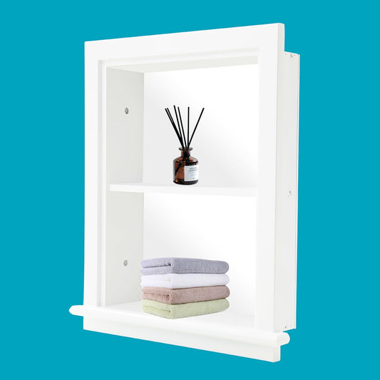 Recessed Wall Cabinet, 2-Tier, Between Studs Shelving for Drywall 14"X18"