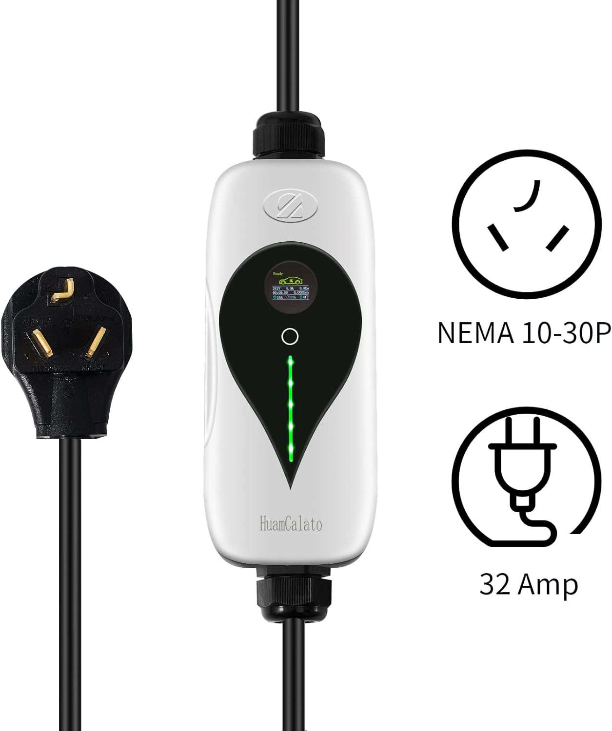 Tesla Model Y/3/S/X Portable EV Charger Level 2, 32Amp, 90-260V, 7KW, Charging Cable with NEMA 10-30 Male Plug Home Charging, Ev Charge Station