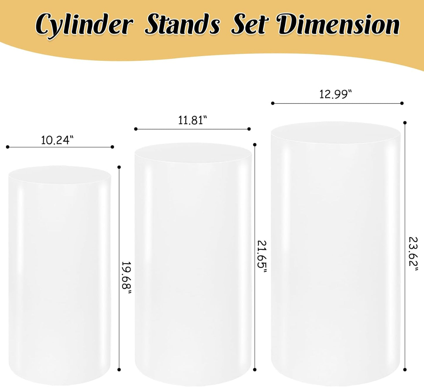 JALANCY 3PCS Metal Cylinder Pedestal Stands for Party White Round Dessert Tables Pedestal Display Plinth Pillars for Birthday